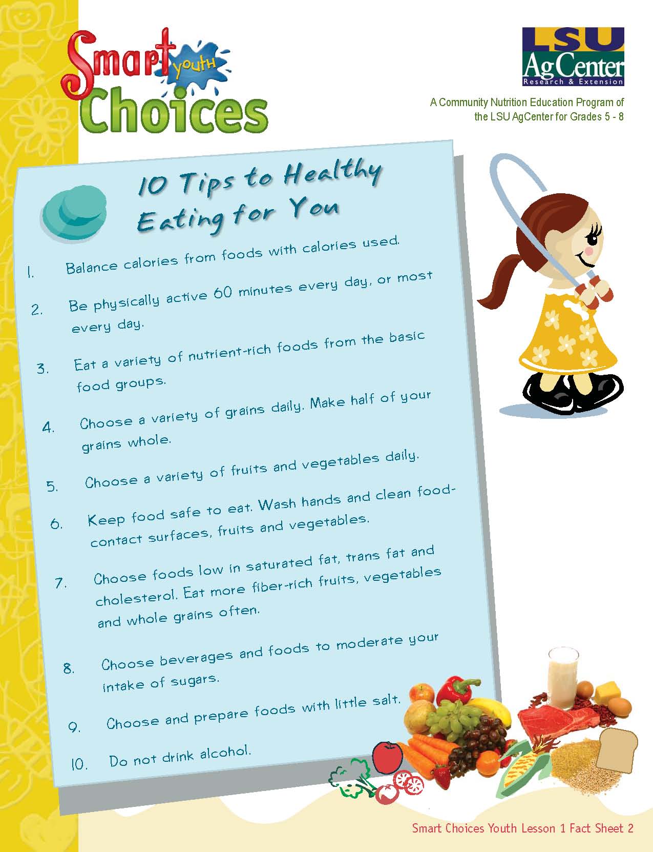 10 Tips to Healthy Eating for You Youth Fact Sheet