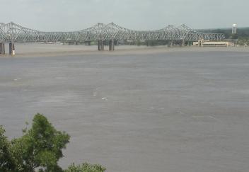 Mississippi River flooding cropland in Louisiana