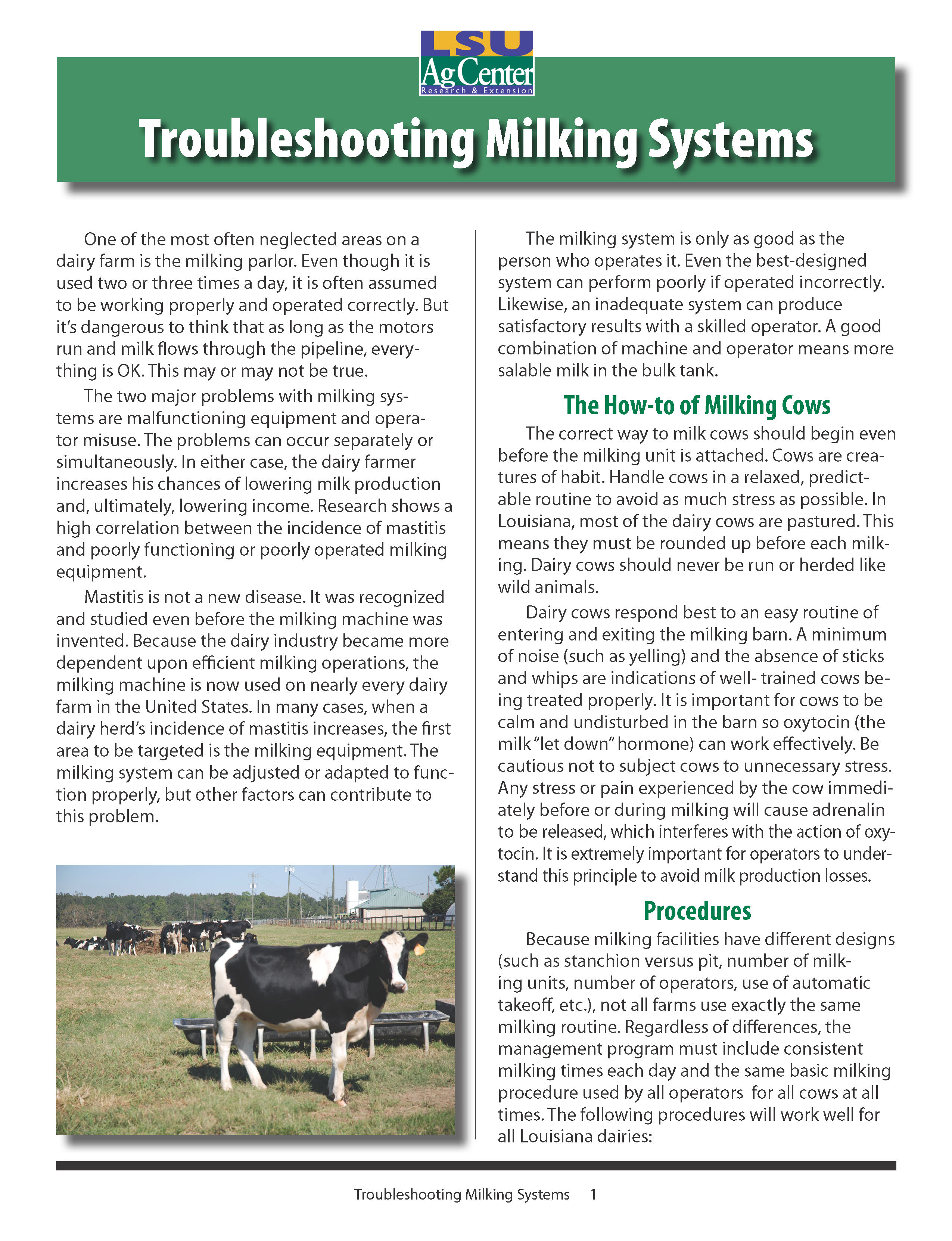 Troubleshooting Milking Systems