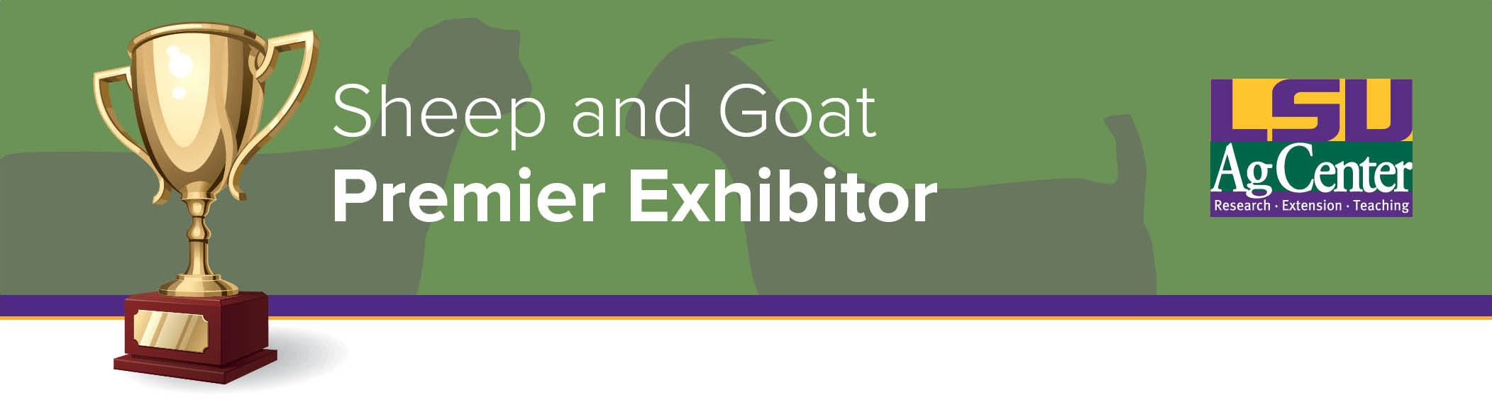 header with illustrated trophy and the words Sheep and Goat Premier Exhibitor