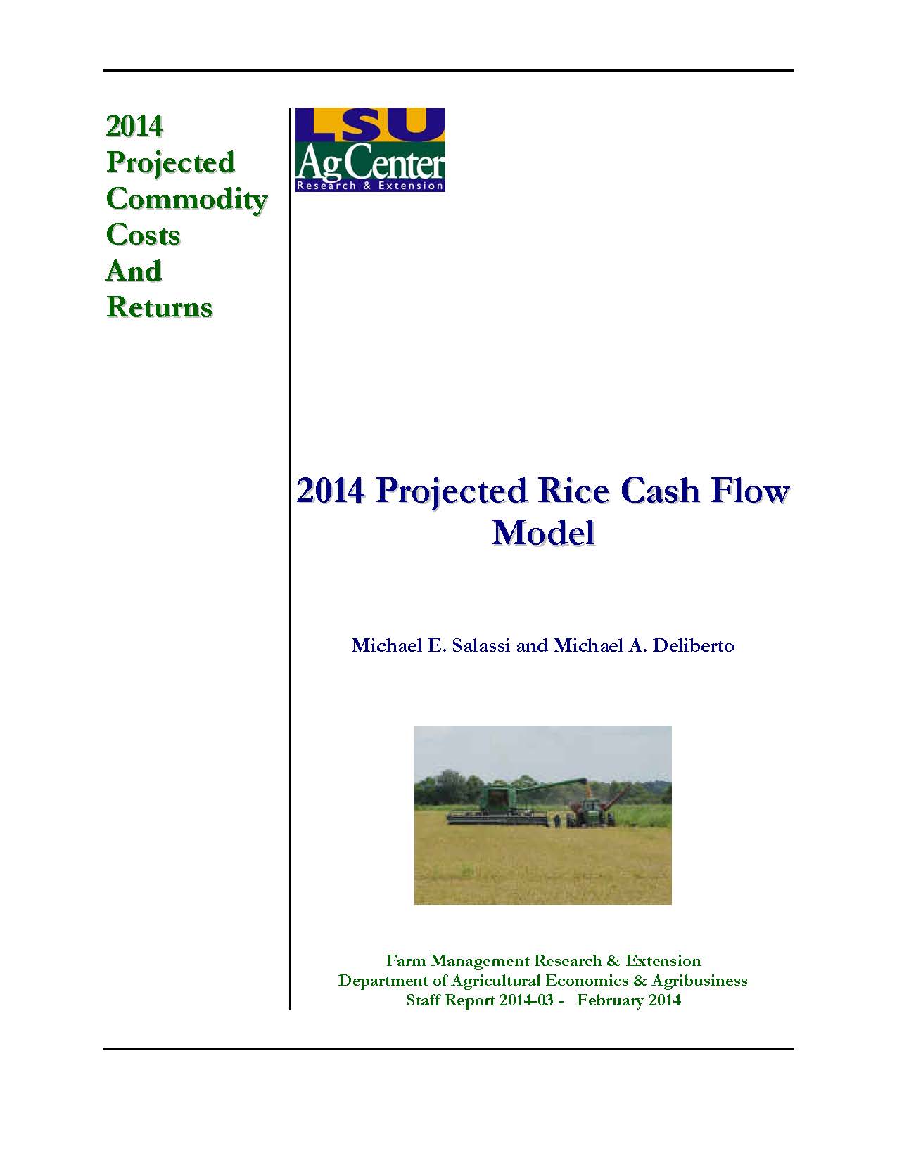 Projected 2014 Rice Cash Flow Model