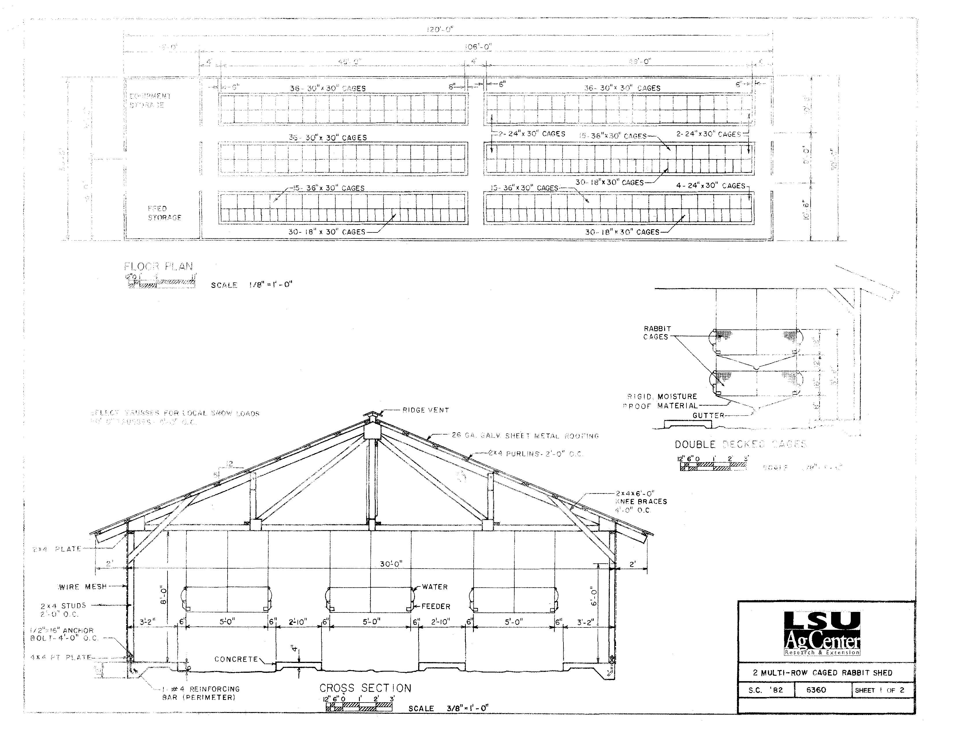 2 Multi-row Caged Rabbit Shed