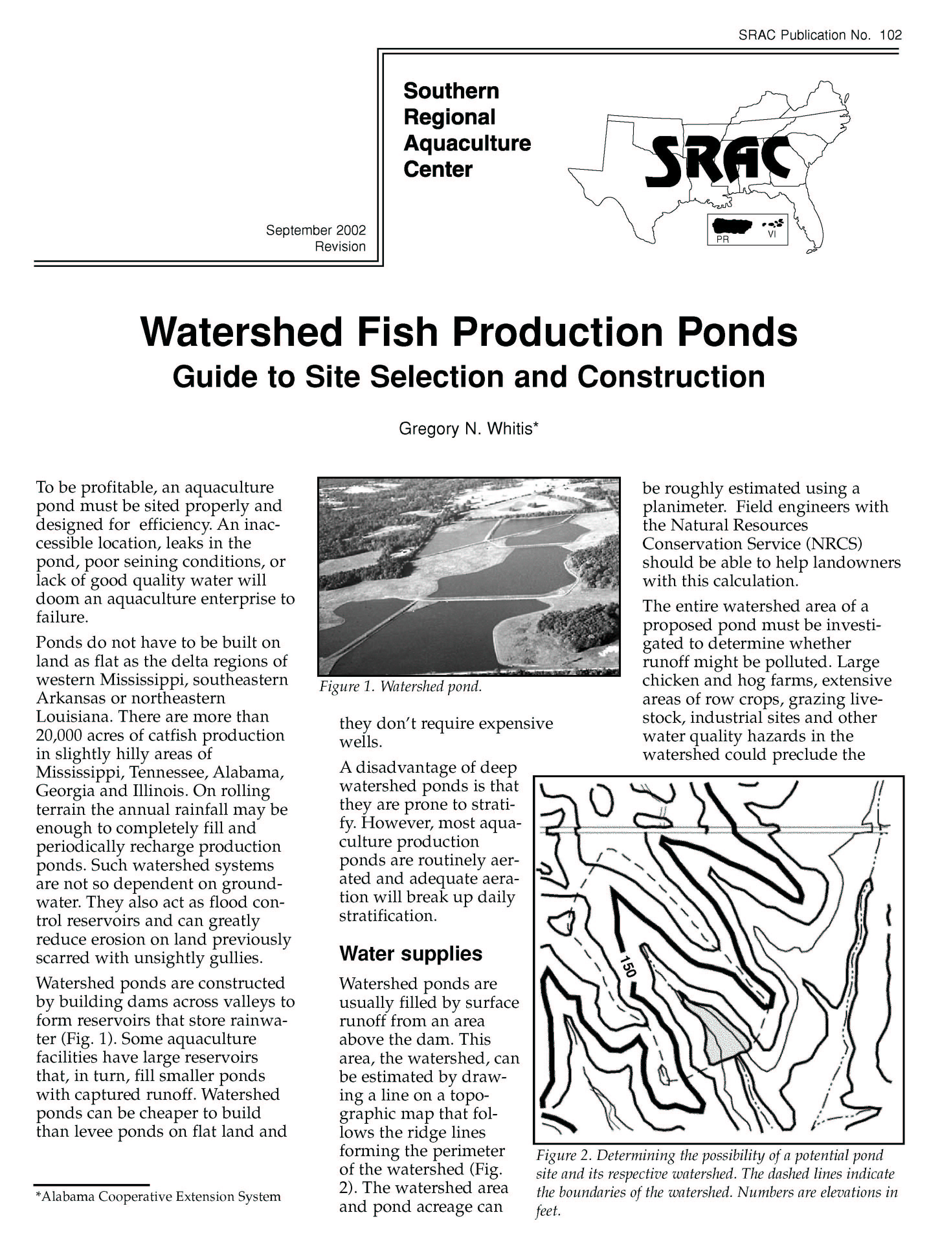 Watershed Fish Production Ponds: Guide to Site Selection and Construction