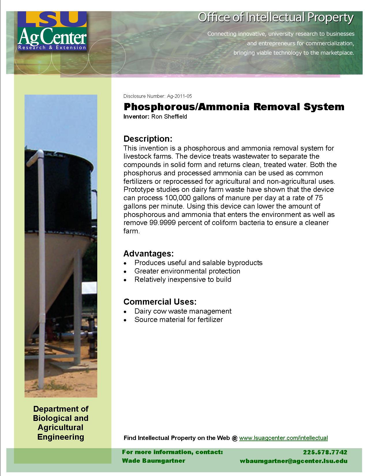 Phosphorous/Ammonia Removal System