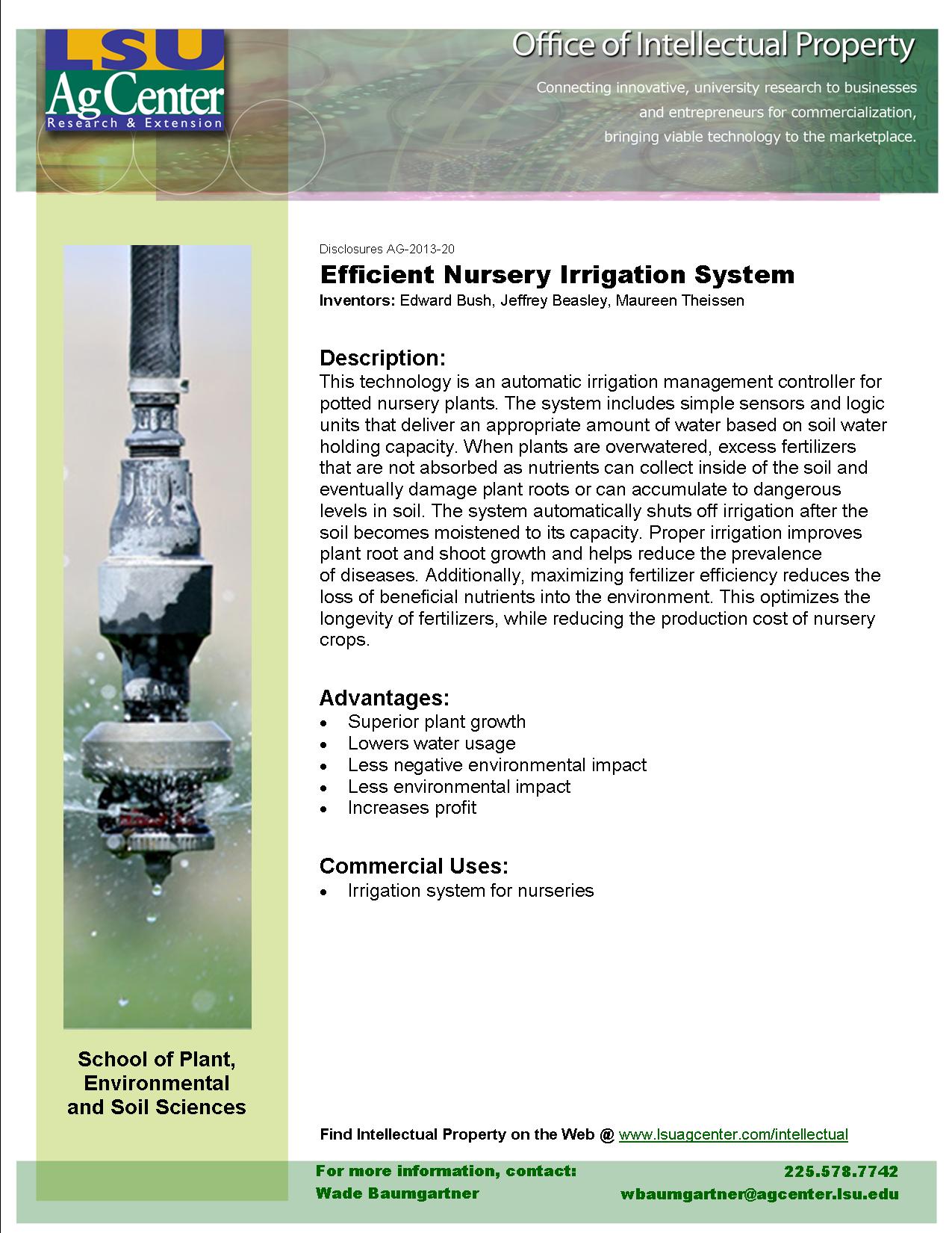 Efficient Nursery Irrigation System
