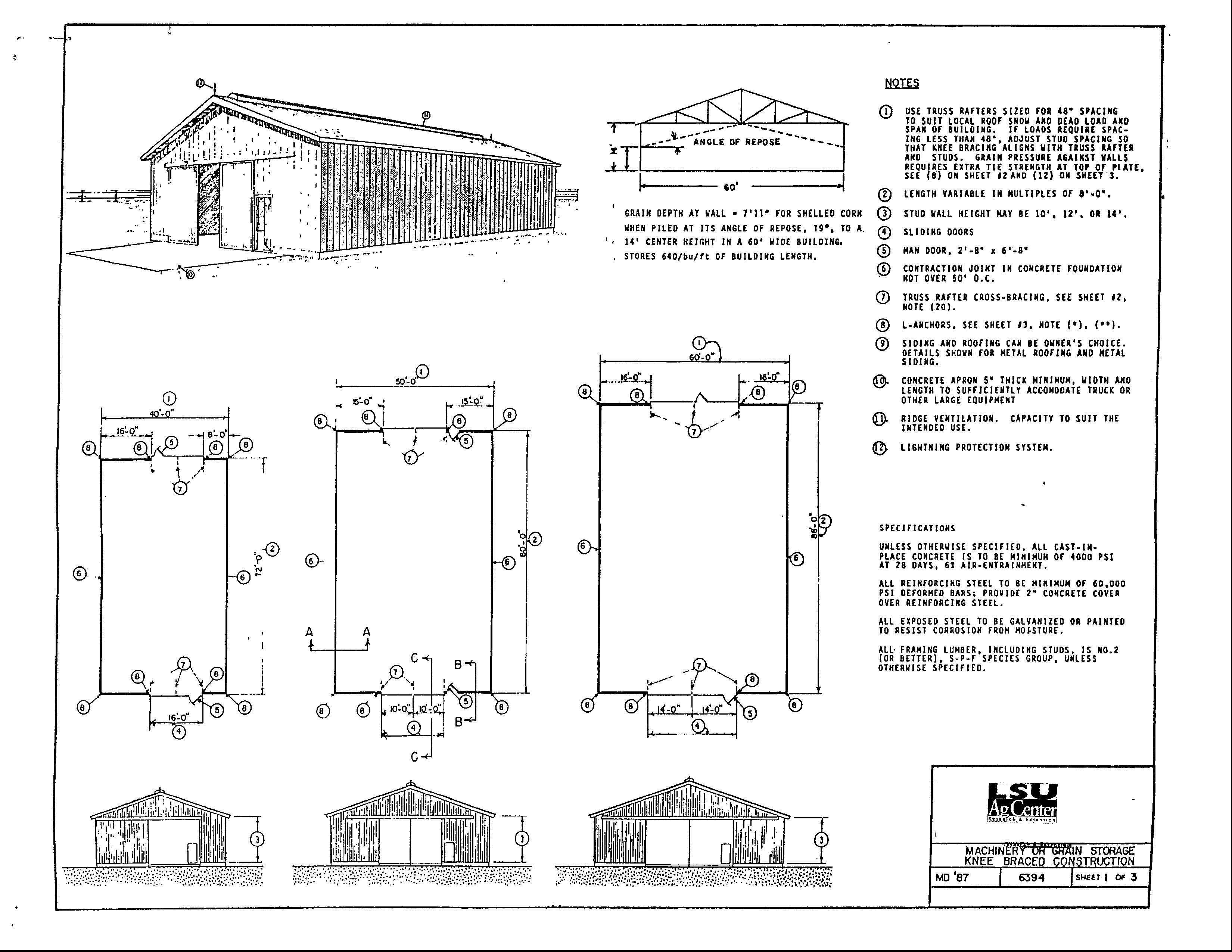Machinery or Grain Storage Knee-braced Construction