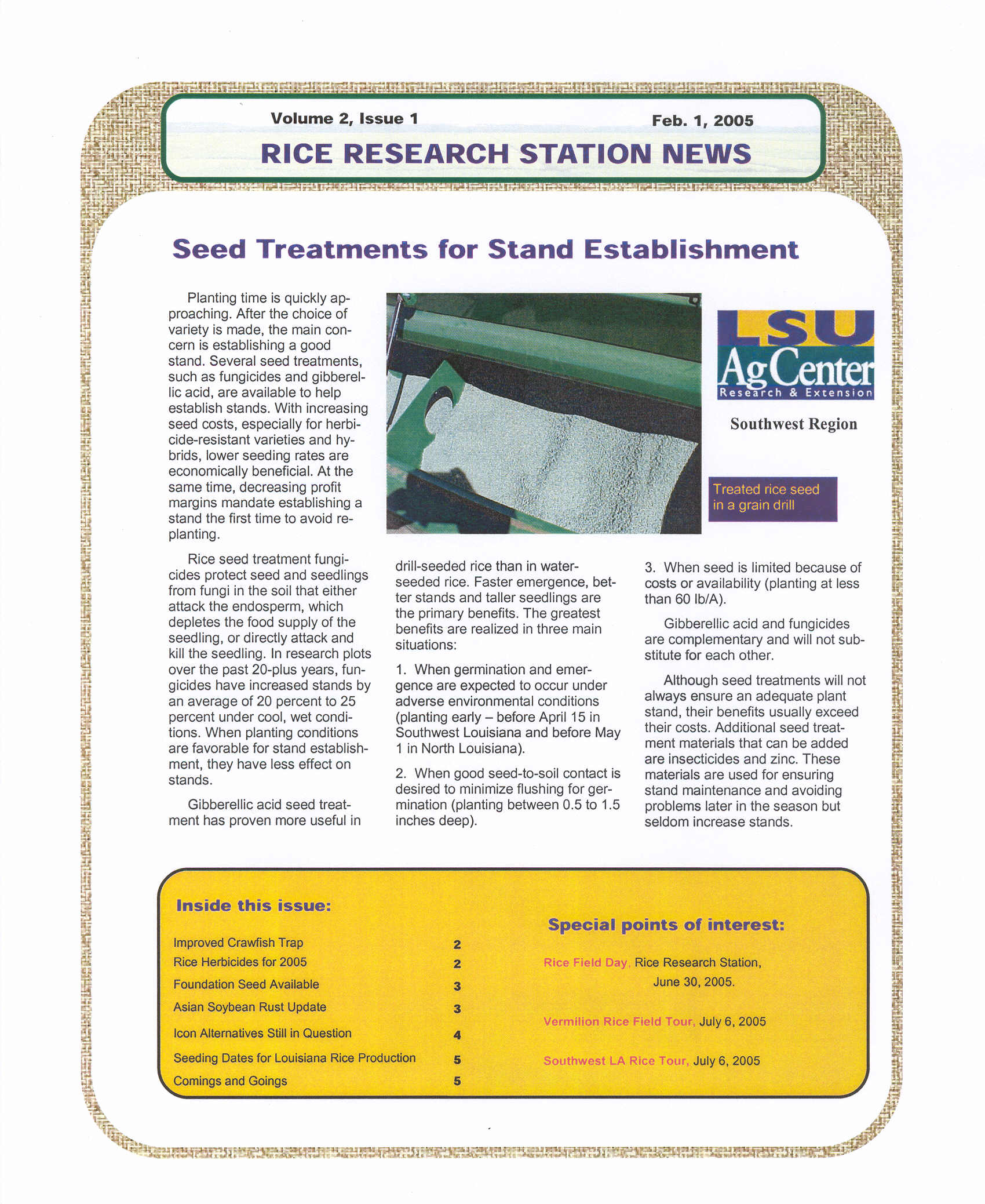 2005 Rice Research Station Newsletters