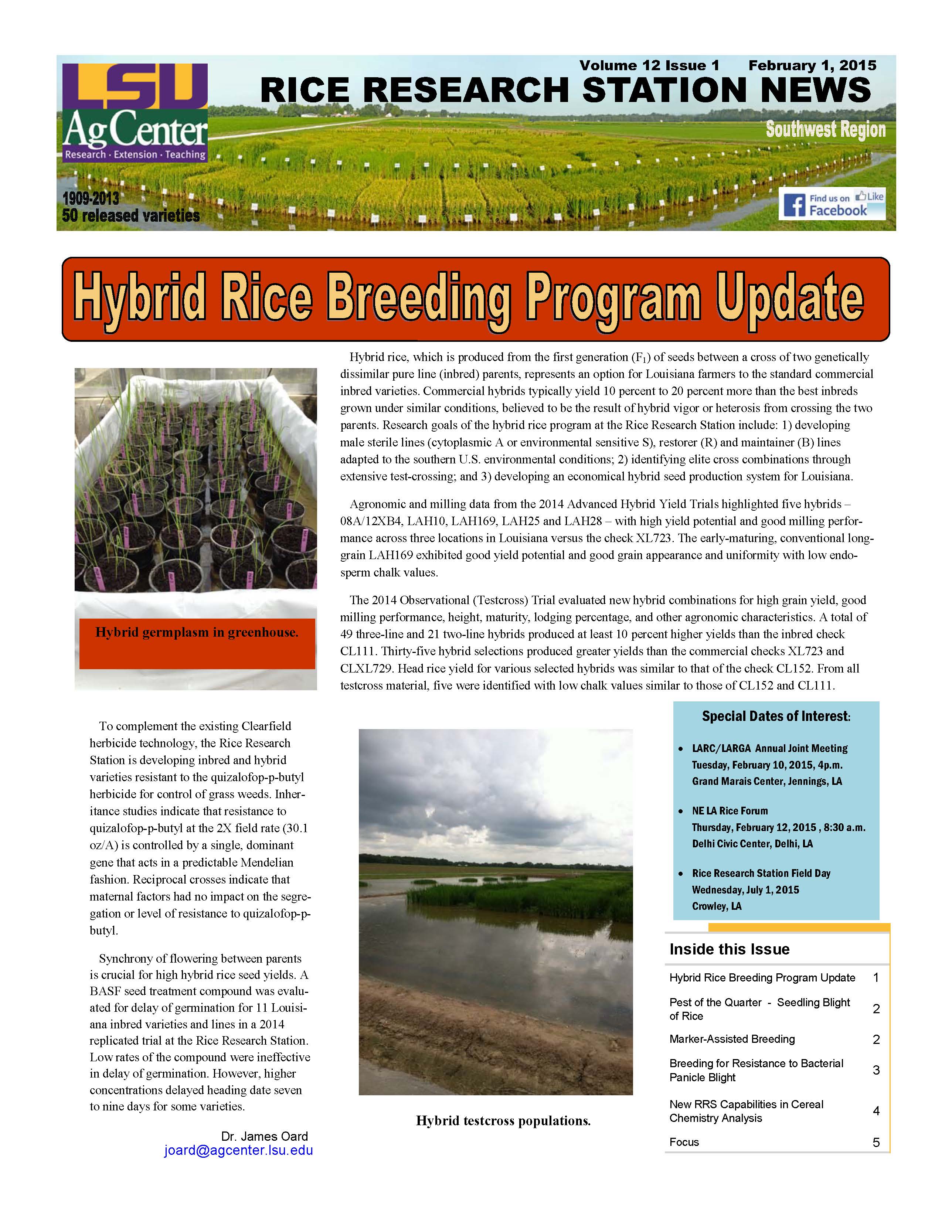 2015 Rice Station Newsletters