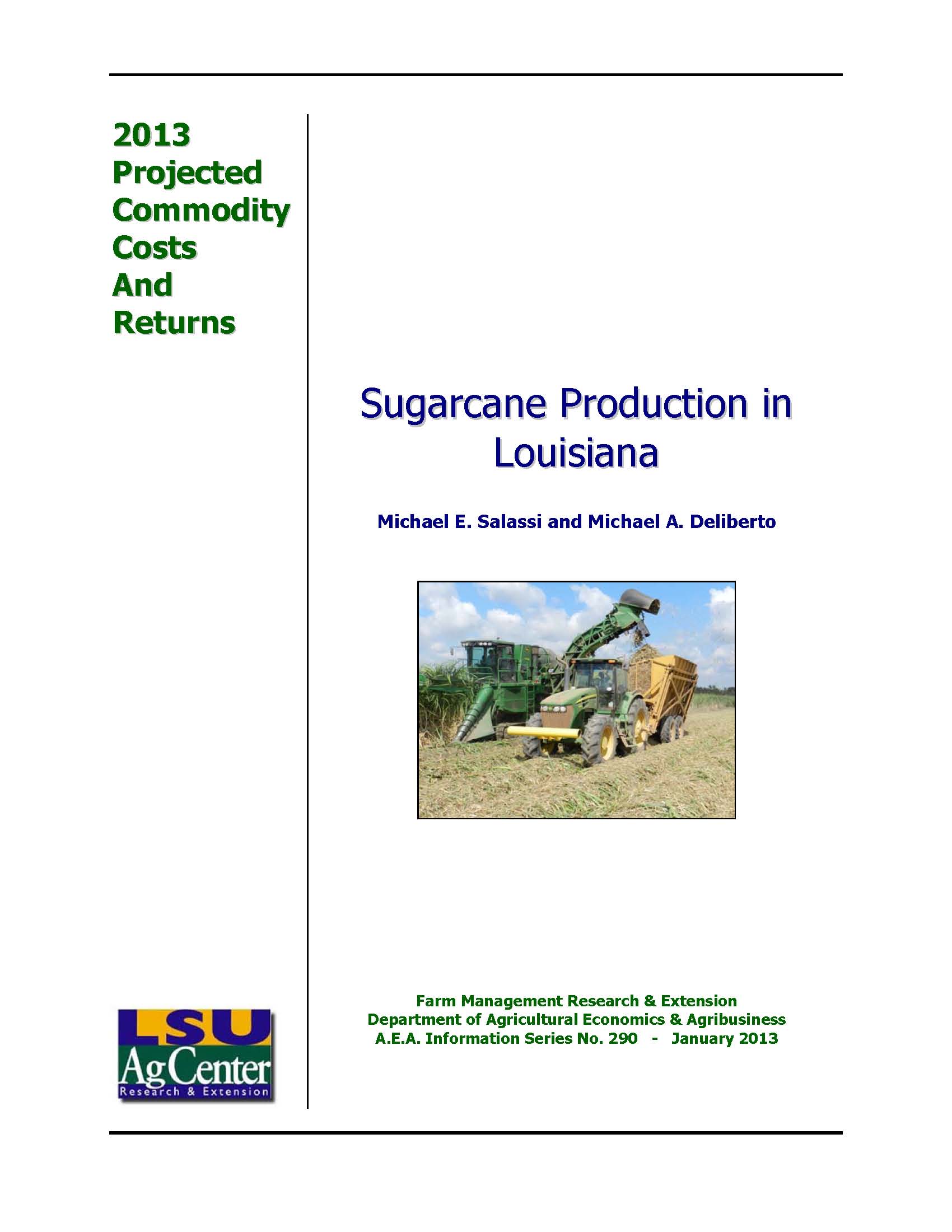 2013 Projected Louisiana Sugarcane Production Costs