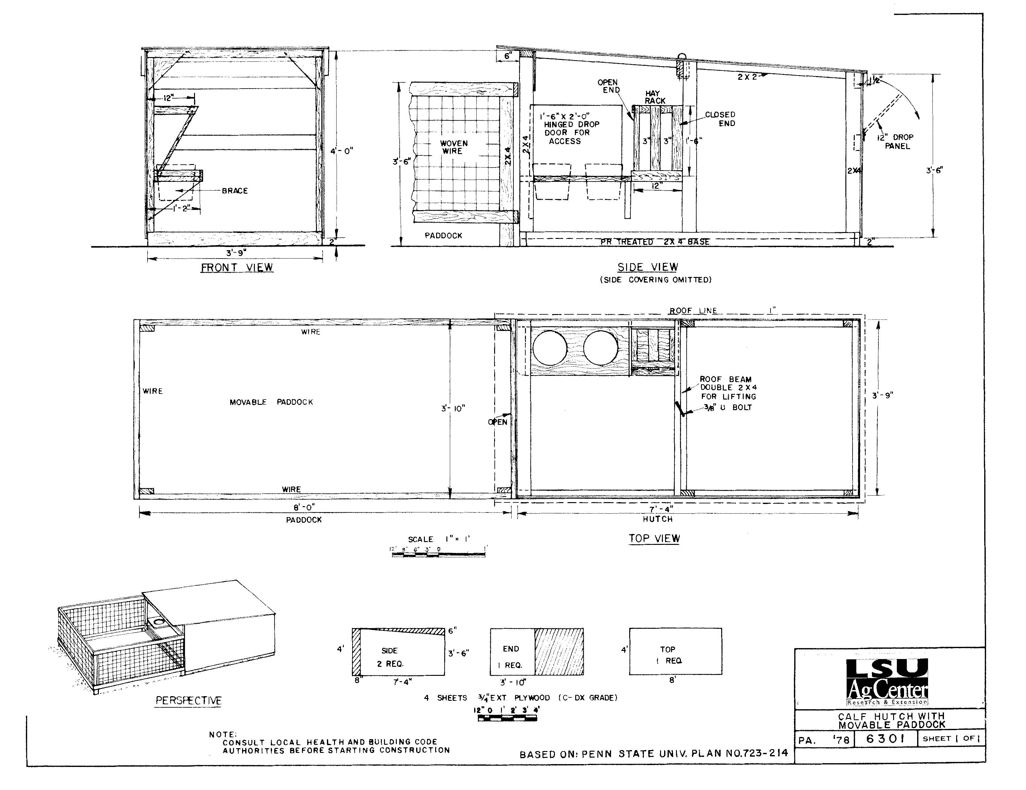 Calf Hutch with Movable Paddock