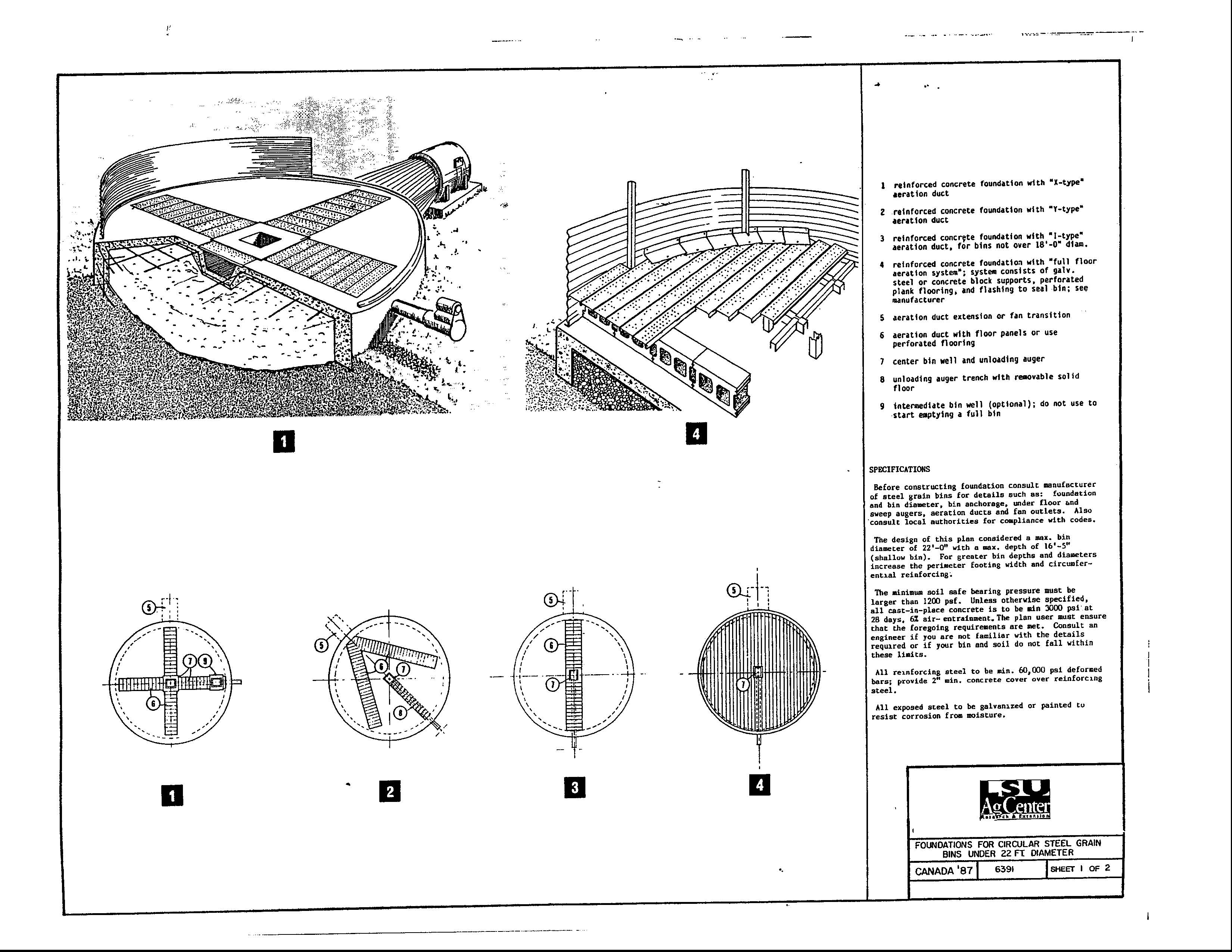 Foundations for Circular Steel Grain Bins Under 22 Diameter