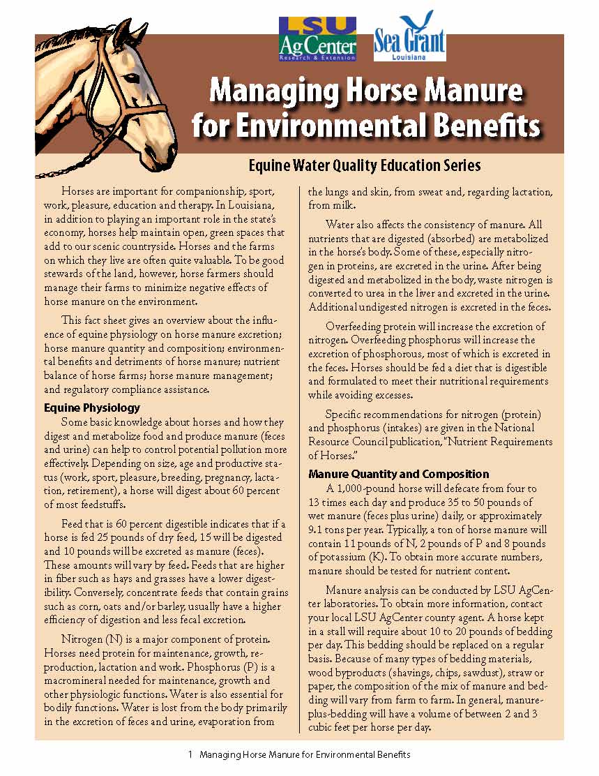 Managing Horse Manure for Environmental Benefits