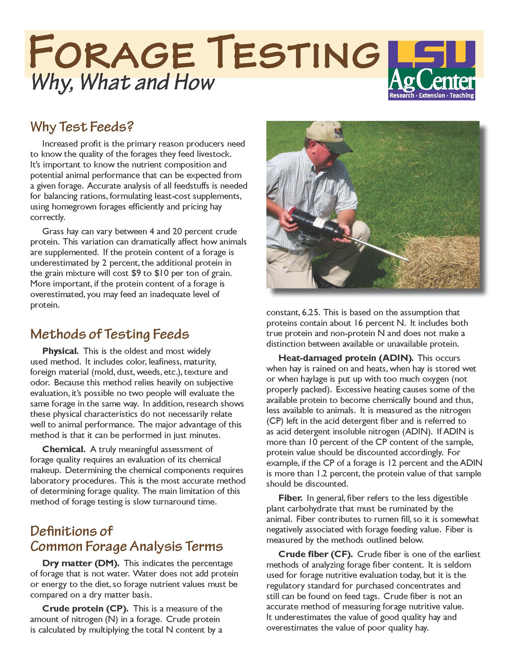 Forage Testing:  Why, What and How
