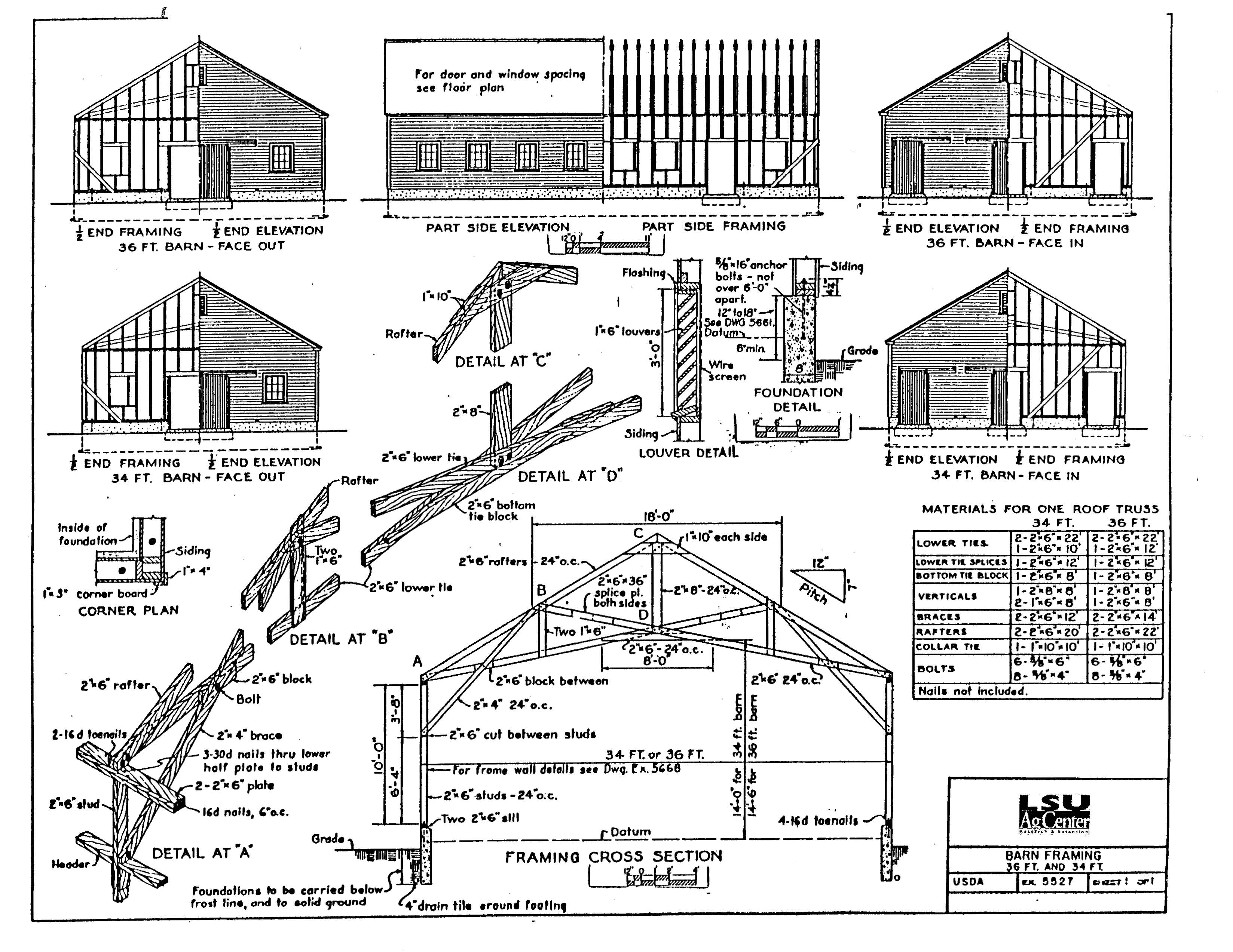 Barn Framing 36 ft. and 34 ft.