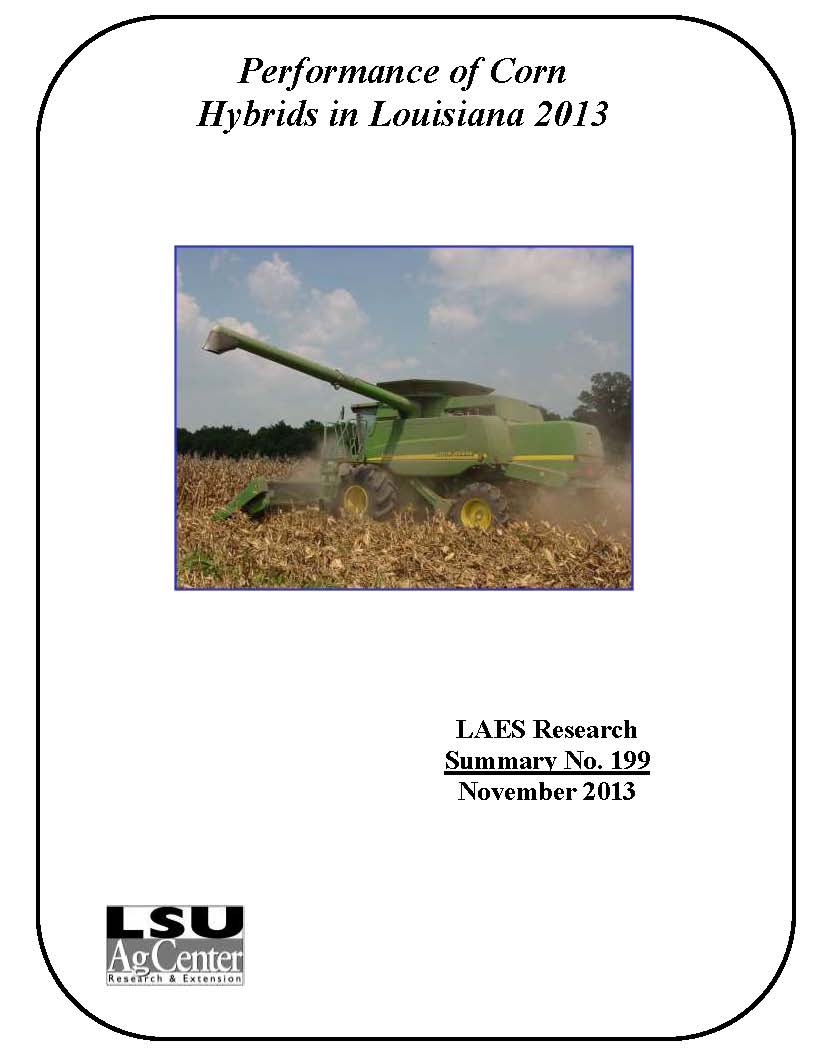 Performance of Corn Hybrids in Louisiana 2013