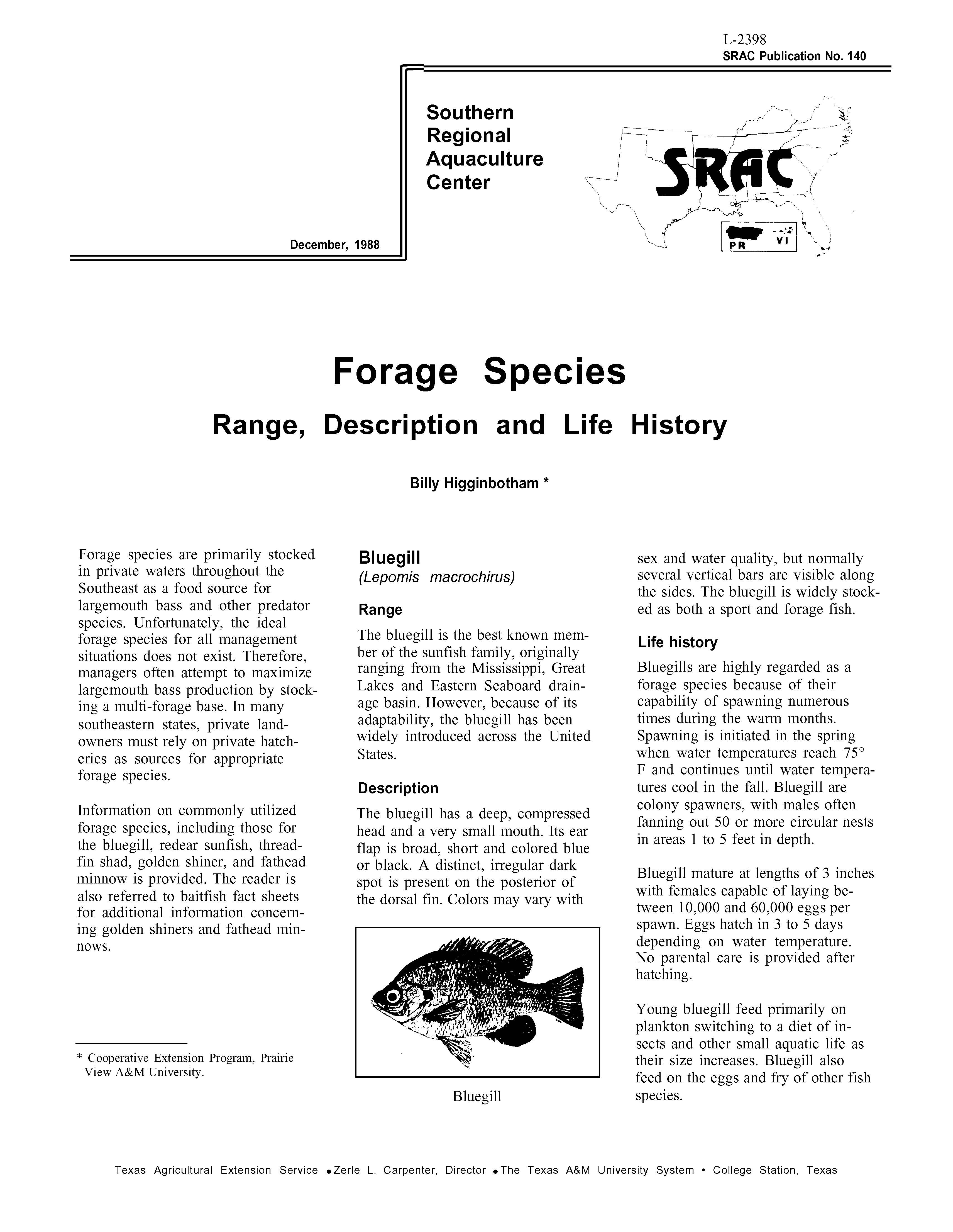 Forage Species:  Range Description and Life History