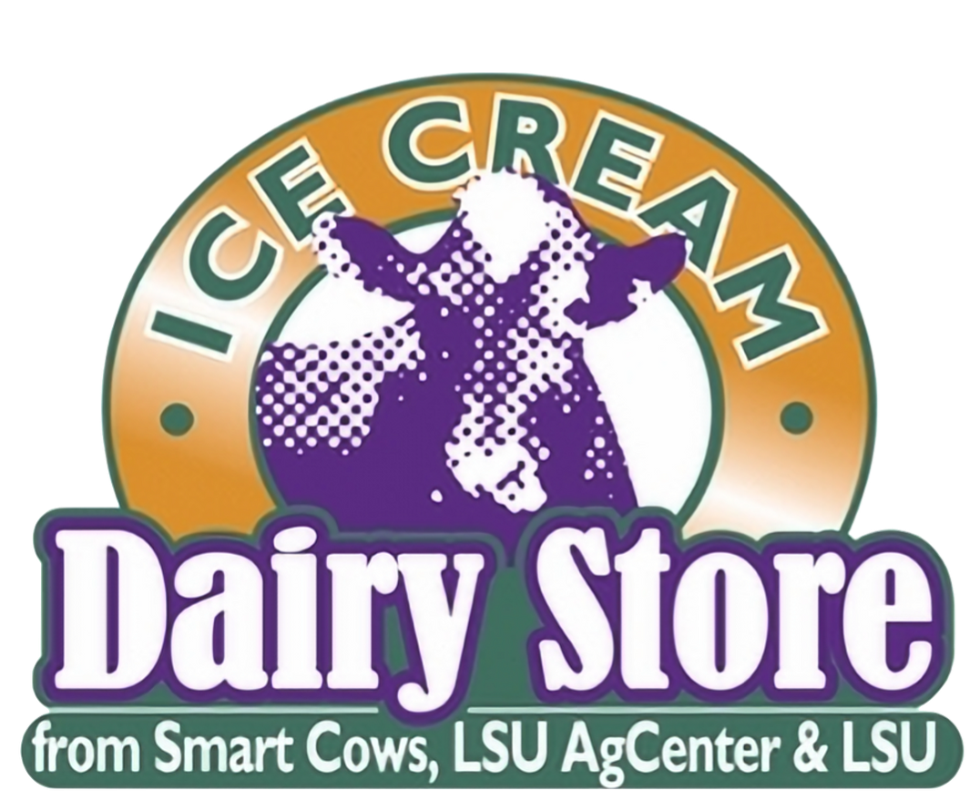 Dairy store logo. Ice Cream from Smart Cows, LSU AgCenter & LSU.