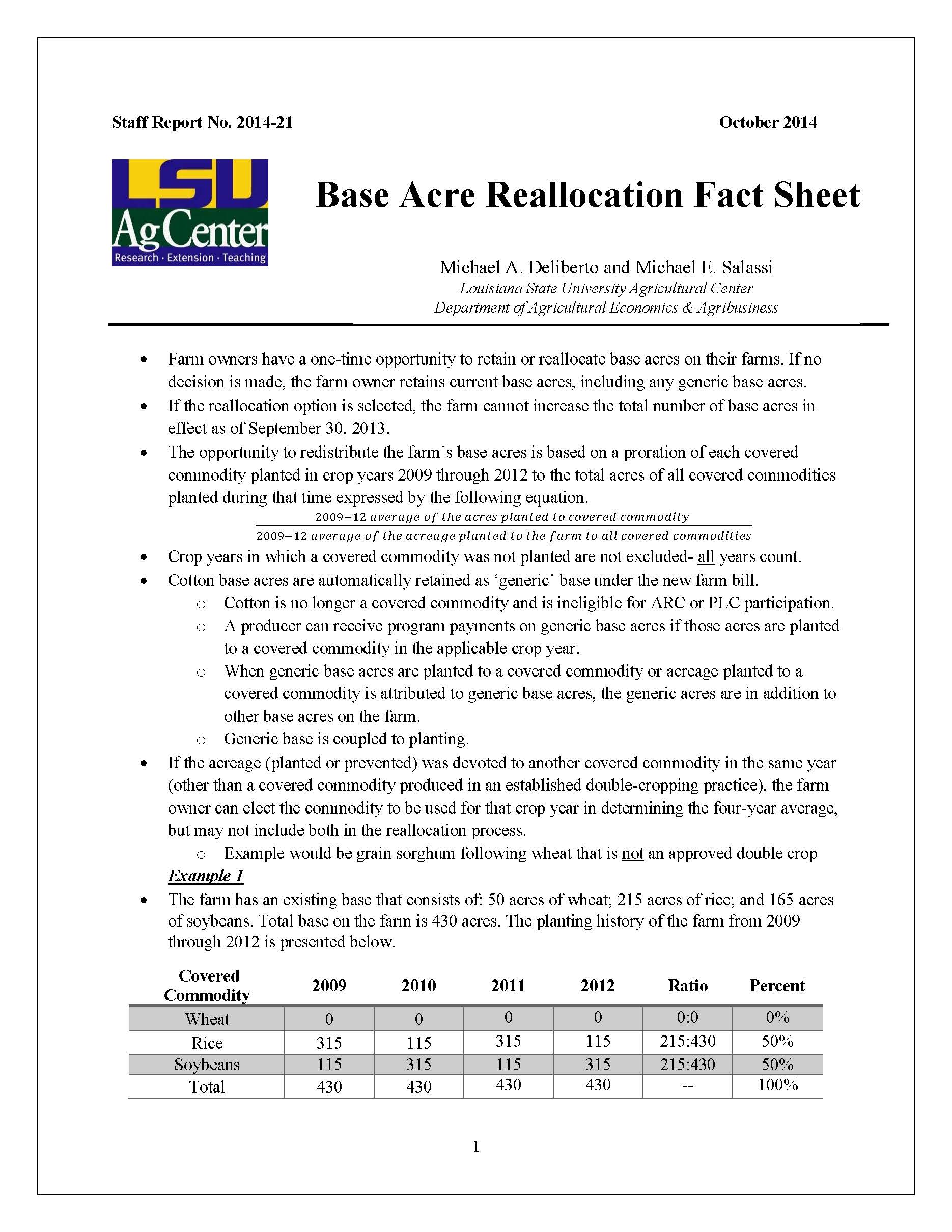 Base Acre Reallocation Fact Sheet
