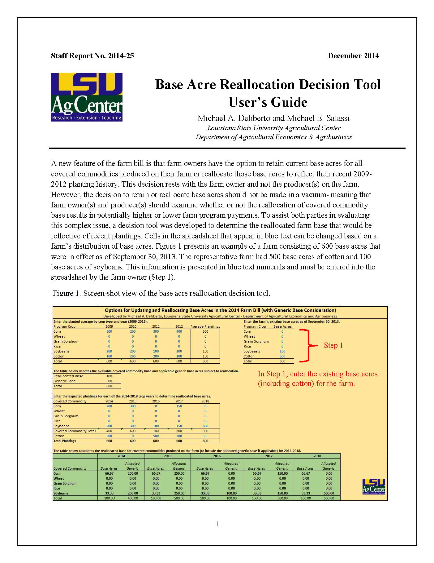 Base Acre Reallocation Decision Tool Users Guide