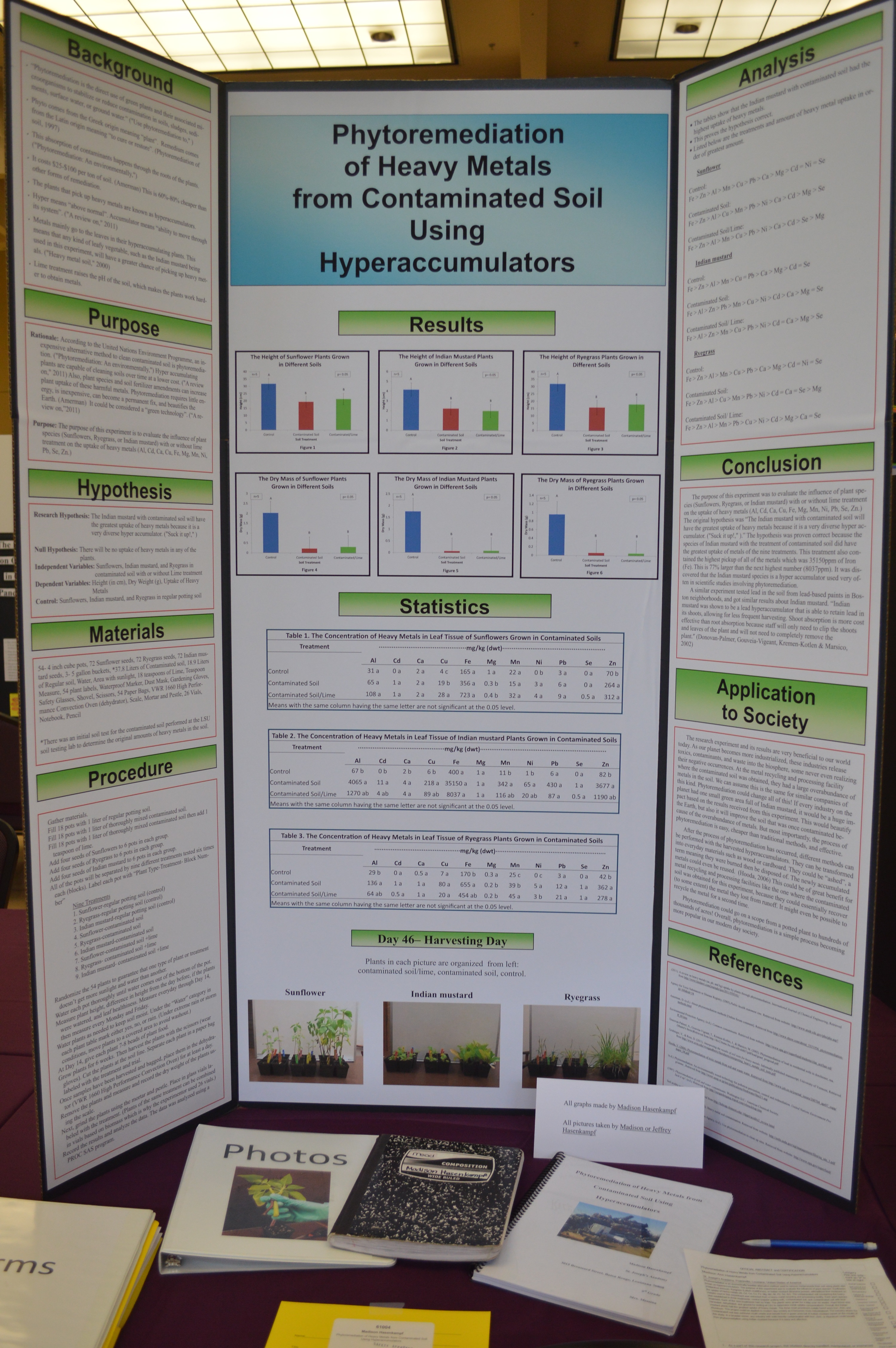 Madison Hasenkampf  “Phytoremediation of Heavy Metals from Contaminated Soil Using Hyperaccumulators