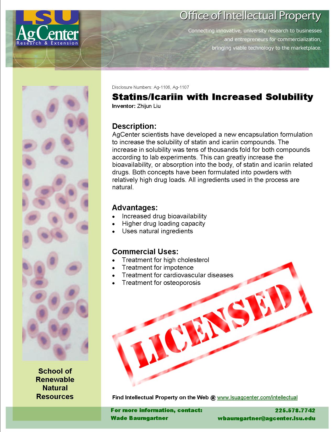 Statin/Icariin Formulations with Increased Solubility