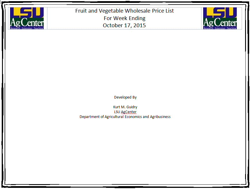 Fruit and Vegetable Wholesale Prices 10-17-15