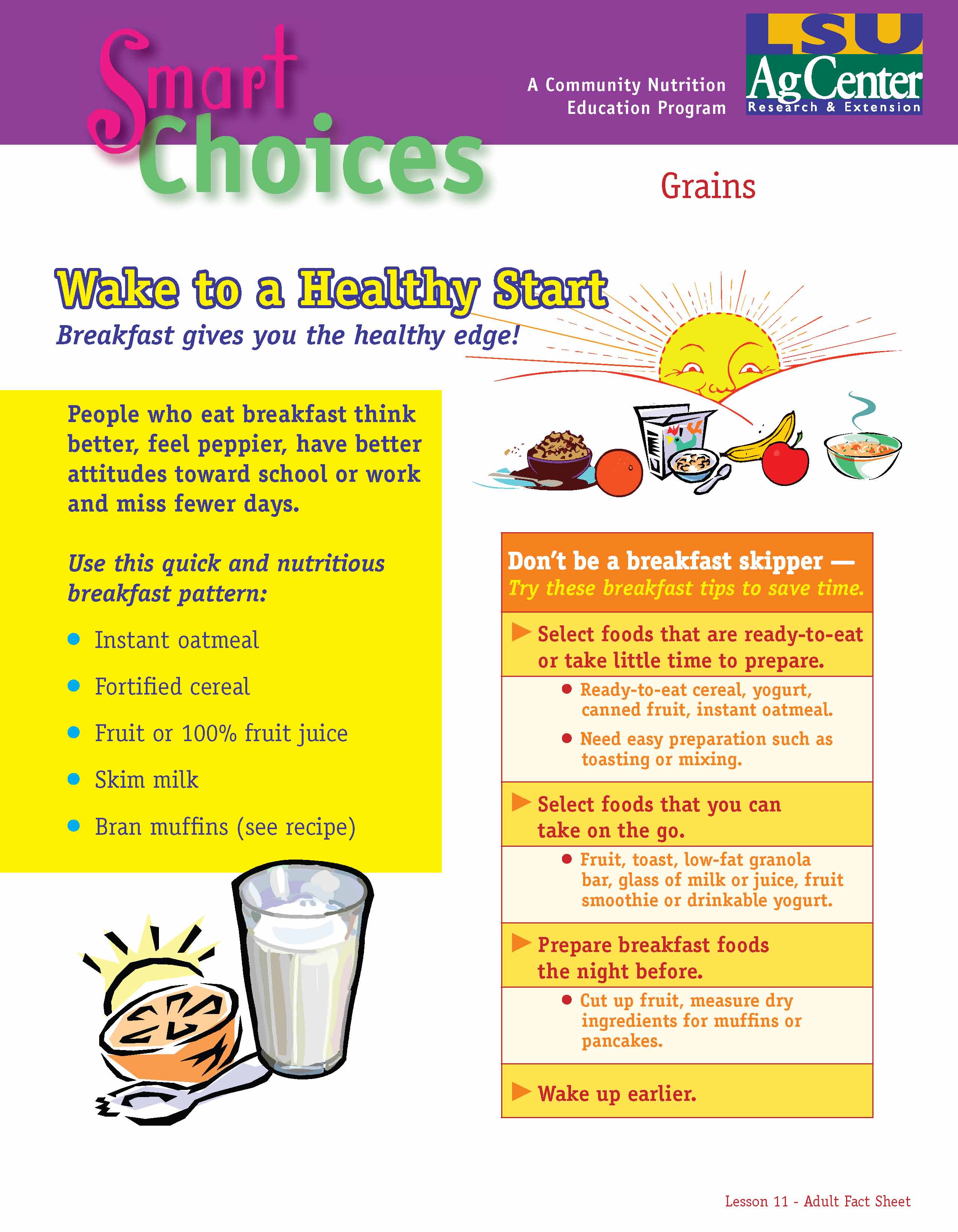 Smart Choices:  Wake Up to a Healthy Start