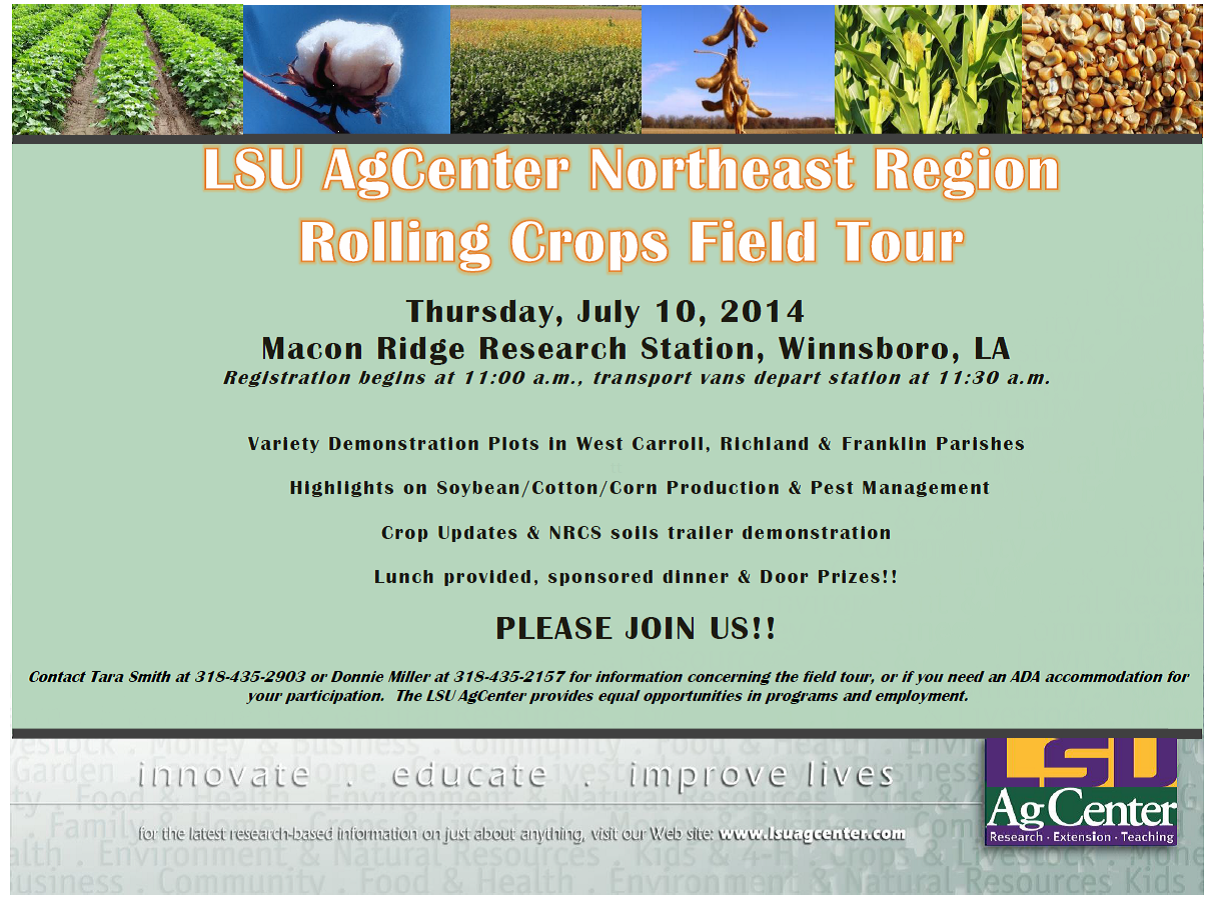 LSU AgCenter Northeast Region Rolling Crops Field Tour