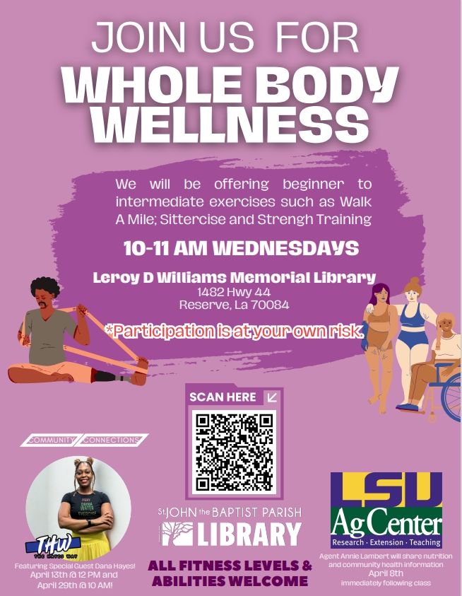 Whole Body Wellness Poster featuring LSU AgCenter logo on the bottom right corner
