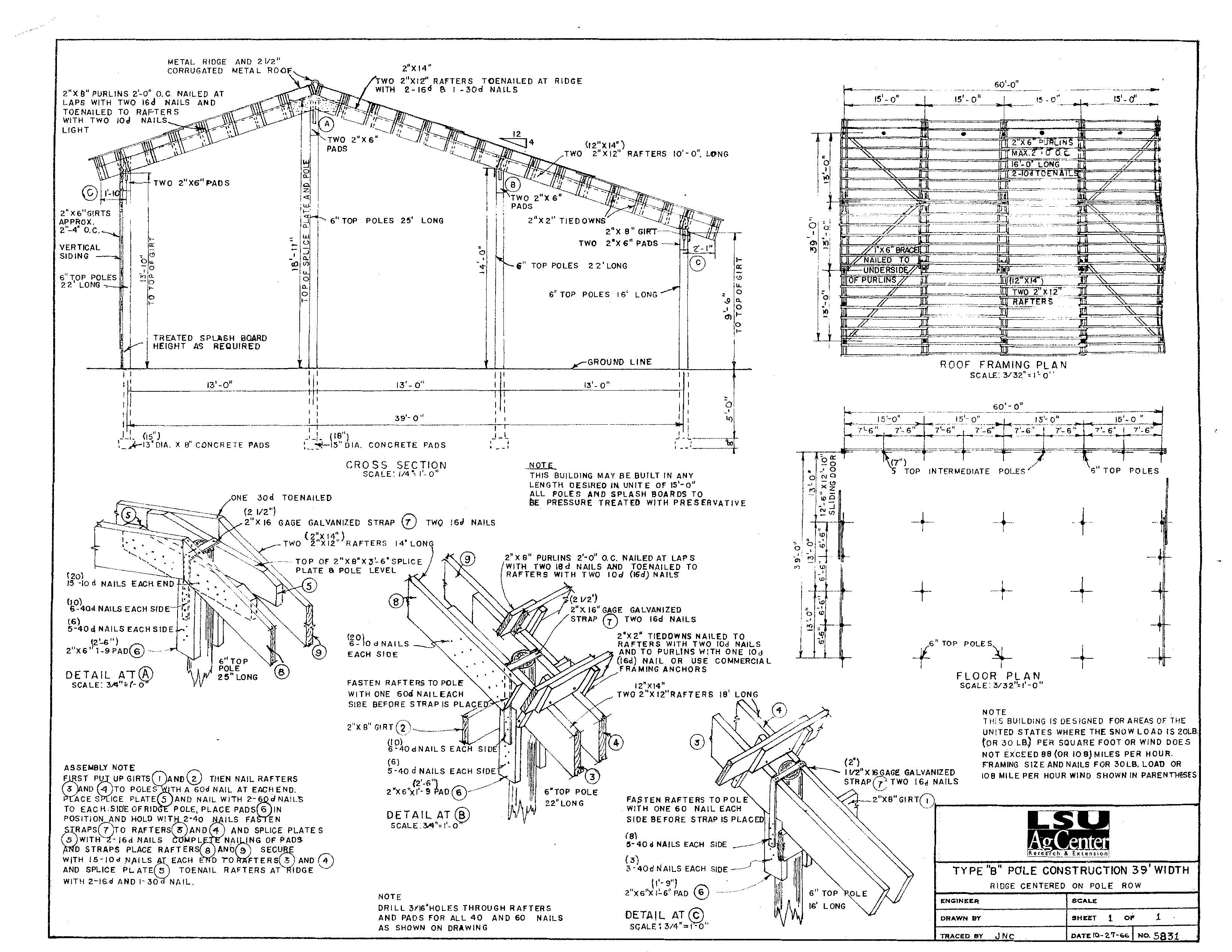Type "B" Pole Barn Construction 39 Width