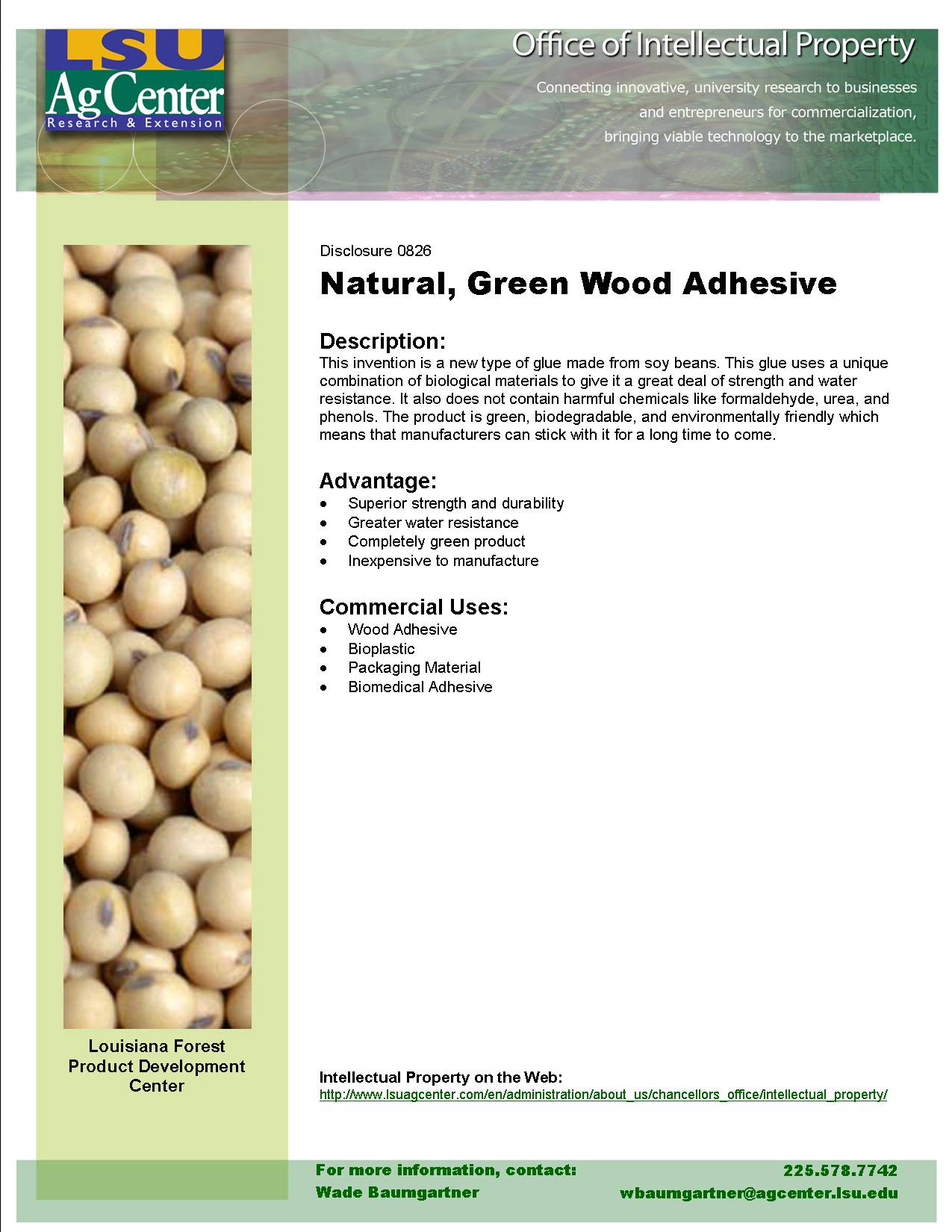 Natural, Green Wood Adhesive